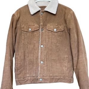 Brandy Melville brown corduroy button up jacket with fleece